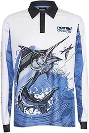 [Nomad Design] Collared Fishing Jersey Mighty Marlin White Apparel Apparel White L