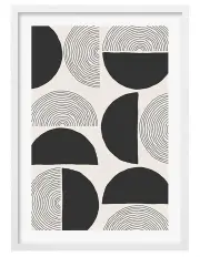 [Profile Australia] Australian Made Circle Lines Cluster Art Print A1 in White Frame