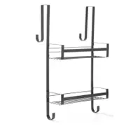 Over Door Shower Caddy 2 Tier Bathroom Storage Rack Holder Organizer Shelf Bath