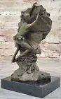 Hot Cast M Nick Signed Art Deco Sculpture Rock Climbing Woman Artwork