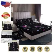 Boho Sun and Moon King Sheet Set 4pcs - Space-Themed Deep Pocket Bedding