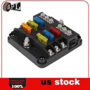 12V 6-Way Fuse Box Block Holder With 12 Blade Fuses Negative For Car Marine Boat
