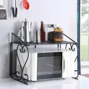Microwave Shelf Household Rustic Metal Coffee Bar Stand for Desk Home Pantry