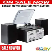 Retro Turntable Vinyl Record Player Stereo Entertainment Music CD Cassette Tape