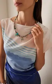 [Joie DiGiovanni] Psychadellic Pastel Daydream Leather Rockstar Necklace