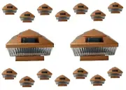 Solar Post Cap Light 16 Pcs 5x5 Solar Copper Color Square 5 LED Bulb Fence Light