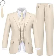 [Wehilion] Boys Suit Slim Fit Formal Tuxedo Suit Set for Kids Toddler Boys Teen Wedding Ring Bearer Dress Outfits