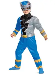 Dino Fury Toddler Boys Blue Power Ranger Muscle Chest Costume