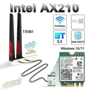 6E AX210 WiFi Card 5374Mbps Bluetooth 5.3 Adapter 2in1 Desktop Kit 10DBi Antenna