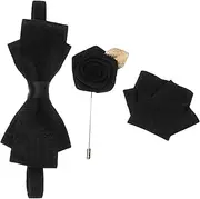 [DEARMAMY] Tuxedo Lapel Pin Set Handkerchief and Bow Tie Men's Formal Suit Accessory Unique Groomsmen