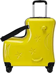 [jamgeery] Ride Suitcase for Kids | 3-Digit Password Lock Riding Suitcase | 20in Trolley Case with Seat Belts, Handlebars, Pedals, Silent Wheels for Boys