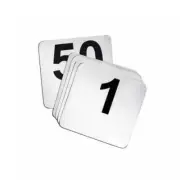Table Number Set of 1-50 Plastic 50x50mm Black on White Cafe Bistro Display