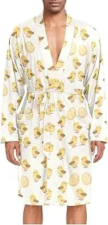 [ZZXXB] Lovely Chick Eggs Mens Sleepwear Robe Lightweight Nightgown Long Sleeves Spa Bathrobe with Pockets M-XL