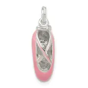 Sterling Silver Polished Enamel Ballet Slipper Pendant