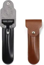 Genuine Leather Case Razor Protective Travel Case for Straight, Shavette and Barber Razors Safety Case Cover Shaving Pouch Holder/Travel Case(Brown,Black)