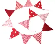 LACHLAN RED COTTON BUNTING PARTY DECOR FLAGS PENNANT - 12 Flags **FREE DELIVERY*