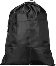 uxcell Clothes Storage Drawstring Bag, 19.7" Clothing Blankets Double Drawstrings Organizer Bags for Camping Travel, Black