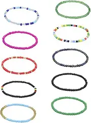 [WRITWAA] Glass Bead Anklet Rainbow Ankle Bracelet Anklets Beaded Ankle Chain Wrist Chain Beads Bracelets Women Foot Jewelry Gemstone Bracelet Boho Anklet Anklet