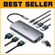 Compact USB C Dock with 100W PD Charging & Dual 4K HDMI - Perfect for Laptops