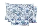 Size Sheets Set - 4 Piece Soft Breathable Microfiber Bed Full Blue Flower
