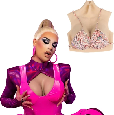 Crossdressers Silicone Breastplate Fake Breasts Form C-G Cup for Drag Queen Tran