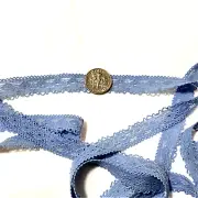 Stretch Lace Trim Edging Embroidered Picot Edge Lace Trim 1/2" Blue 15 yds #B6