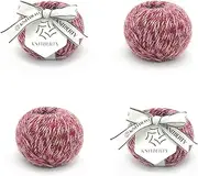 Knitberty Frost Fancy Premium Soft Sparkle Superfine Merino Wool Cashmere Cotton Polyester Nylon Blend DK Yarn for Knitting Crochet Multicolor 200G (Ice Raspberry, 200G)