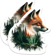(2 Packs) Fox with Wilderness Magnets - Fox and Forest Cool Nature Magnets - 5 Inches On Longest Side - Premium Magnet - for Fridges, Toolboxes, Cars - Made in USA - MAG2271