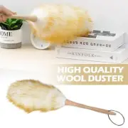 Household Wool Lambswool Feather Brush Duster Dust Cleaning Handle Wood Q5I8