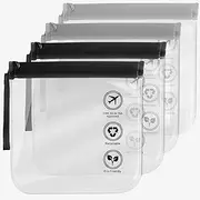 [WD&CD] 4 Pack TSA Approved Toiletry Bag, Clear Makeup Toiletries Bag Waterproof Bag, Travel Makeup Cosmetic Bag for Women Men, Clear Small Handy Bag with Handdle, 2 Black + 2 Grey