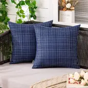 Outdoor Waterproof Throw Pillows Pack of 2, Navy