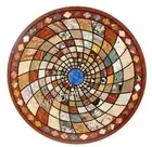 Marble Dining Table Top Geometric Pattern Inlay Work Meeting Table for Office