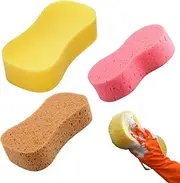3 Pack Car Wash Sponge, Large Soft Super Absorbent Non-Scratch Sponges, Auto Bike Boat Washing, Household Cleaning, Big High Foam, Scratch-Free Finish, Extra Gentle on All Surface, (Random Color)