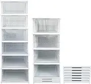 [KEAIDUO] 6 Tier Shoe Storage Box Stackable, Portable Foldable Shoe Rack Organizer for Closet, No Assembly Shoe organizer with Lids Sneaker Container for Women Men White