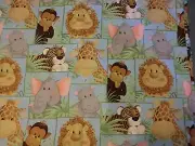 JUNGLE BABIES fabric JUNGLE BABIES PATTY REED PATCHWORK cotton fabric 26" NEW