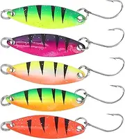 5Pcs Fishing Spoons Lures Kit, Colorful Walleye Trout Spoon Bait, Metal Crankbait Hard Spoon Lure Single Hook for Fishing Enthusiasts