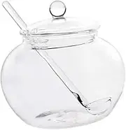 DONFAMDS Household Transparent Spice Jars Round Glass Storage Containers with Lid and Spoon for Tea Dried Fruits and Snacks Kitchen Tool for Organizing Pantry