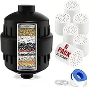 Yodel Shower Filter with 6 Cartridge - Hard Water Softener, 99% Removes Chlorine & Impurities, Improves Skin & Hair Condition, Universal Fit for Shower Heads,Oil Rubbed Bronze