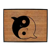 Ow Dolphin Yin Yang - Funny Novelty Doormat Man Cave Floor mat