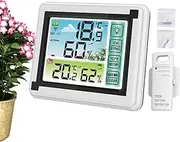 Indoor Outdoor Thermometer Wireless - Digital Temperature Sensor, Wireless Humidity Gauge, Outdoor Temp Display | Temperature and Humidity Meter, Accurate Wall Mounted Thermometer, Home Garden Use