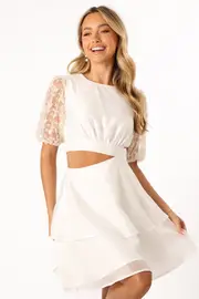 [PUP3] Tabitha Cut Out Mini Dress - Cream XS White