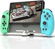 ZONEY Switch Controller for Nintendo Switch/OLED, One-Piece Joypad Switch Pro Controller for Handheld Mode, Ergonomic Handheld Switch Grip Controller with 6-Axis Motion Control, Turbo & Mapping (Blue & Green)