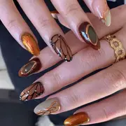 【FALL NAIL】 Hand-Painted Autumn Butterfly Almond Press-On Nails