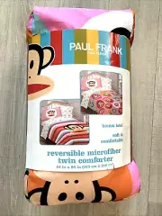 Paul Frank Julius Monkey Pink Reversible Twin Comforter ONLY 64" x 86"