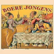 An early Dutch liquor label featuring three Dutchman in wooden shoes toasting This type of liquor is called Jenever a juniper-flavored and strongly alcoholic traditional liquor of the Netherlands Belg