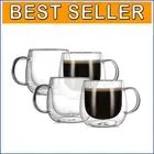 Lightweight Borosilicate Glass Coffee Cups - 10oz, Ideal Gift Set of 4