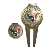 Houston Texans Hat Clip & Divot Tool with Golf Ball Marker Combo
