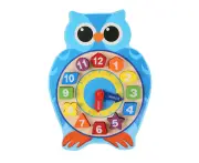 Wooden Clock Vibrant Color Clock Learning Educational Cartoon Animal Shape Digit Clock Puzzle Toy for Children Blue