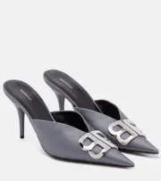 [Balenciaga] Balenciaga BB satin mules AU 6 grey