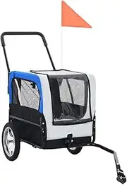 Generic 2-in-1 Pet Bike Trailer & Jogging Stroller Grey and Blue